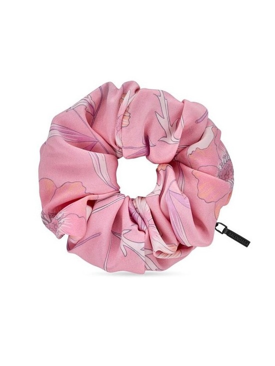 Balenciaga Accessories - Balenciaga BB Logo Holli Floral Pink Scrunchie Silk & Brass